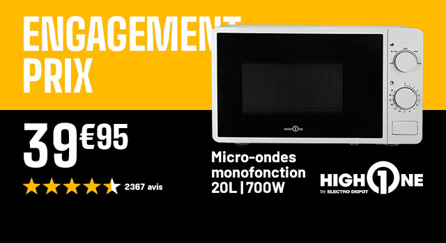 Engagement prix - Micro-ondes monofonction 20L / 700W - 39€95